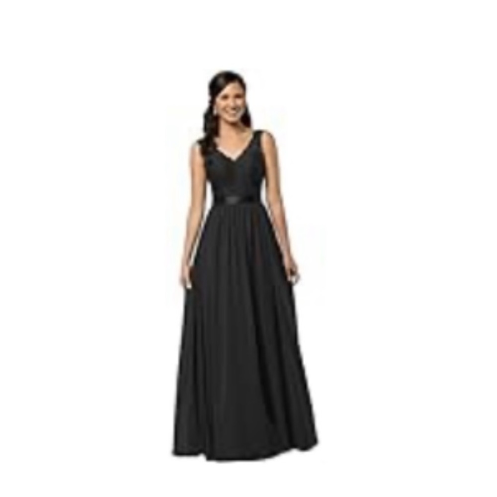 Women\'s Lace Bodice V-Neck A-line Floor Length Chiffon Formal Long Evening Gown